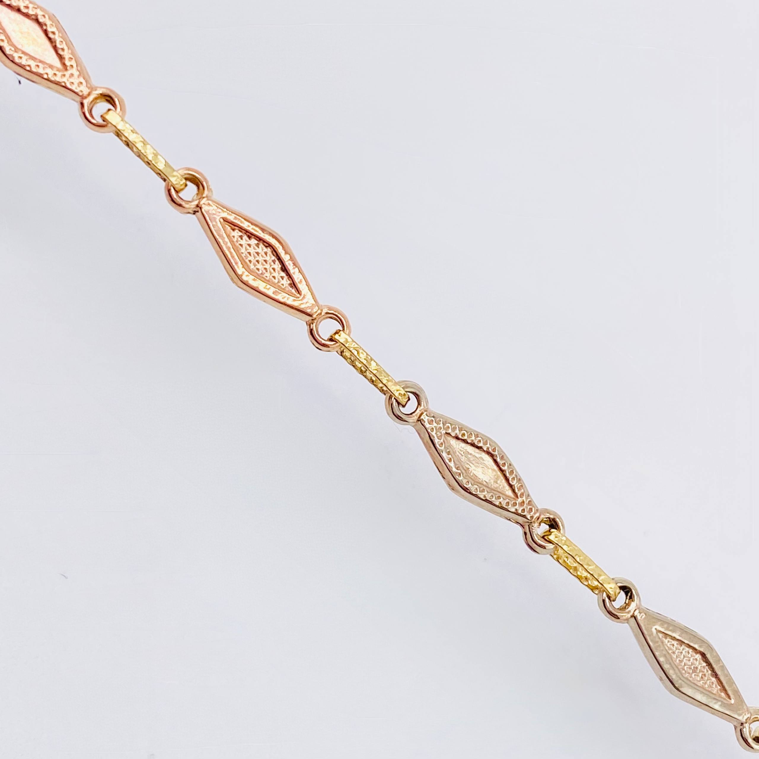Cadena Rustica Rombos Texturizados 9.4gr / 60cm / 4.2mm Tres Oros 18K