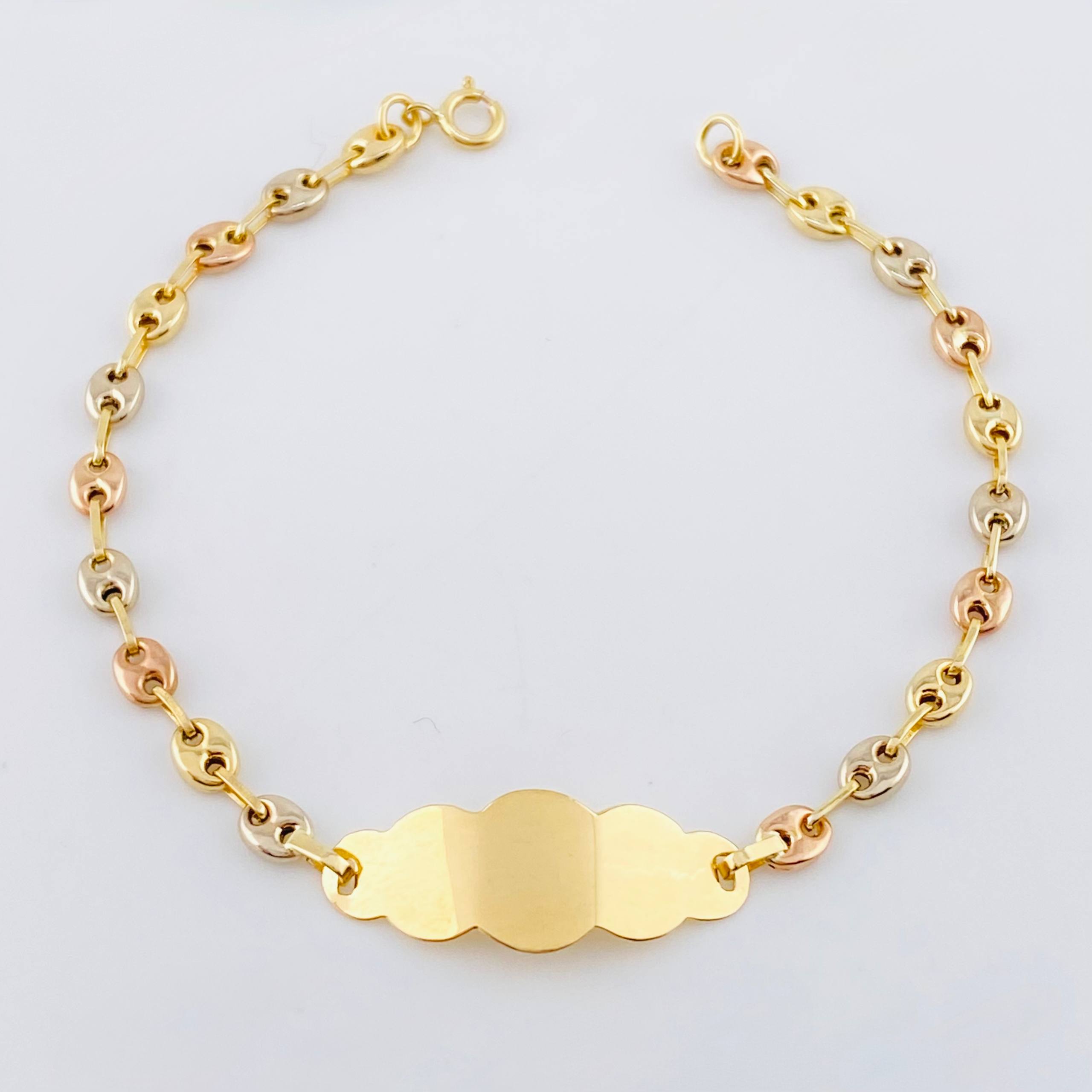 Pulso Bebé GC Placa Nube Curva 1.6gr / 14.5cm / 3mm Tres Oros 18K