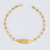 Pulso Bebe GC Placa Ovalada Curva 1.55gr / 14.5cm / 3mm Tres Oros 18K *