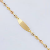 Pulso Bebe GC Placa Ovalada Curva 1.55gr / 14.5cm / 3mm Tres Oros 18K *