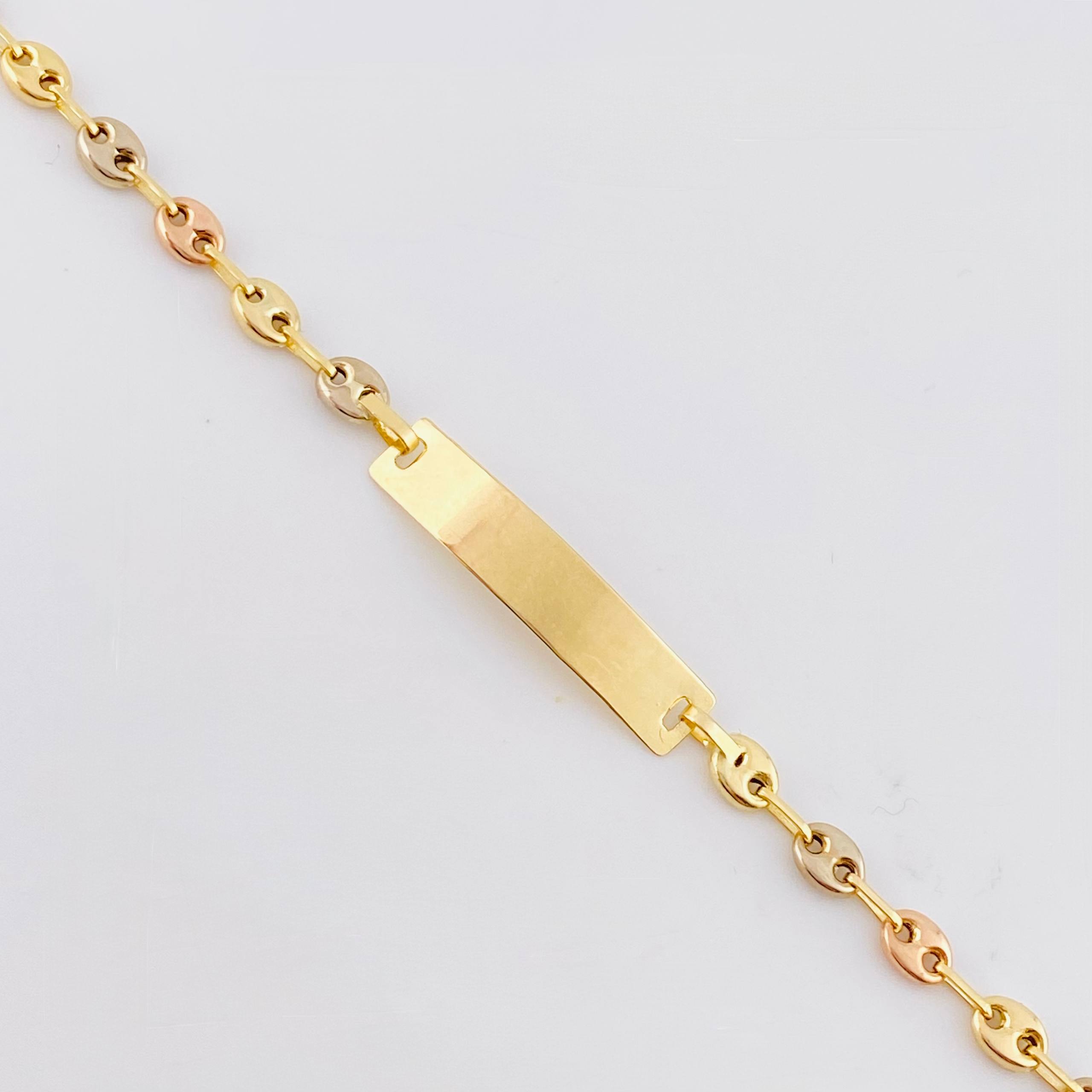 Pulso Bebé GC Placa Rectangular Curva 1.5gr / 14.5cm / 3mm Tres Oros 18K