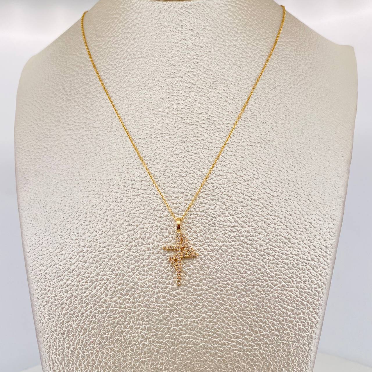 Set Cadena Aro Seguido + Dije Fe / 2.55g / 45cm Oro Amarillo 18K