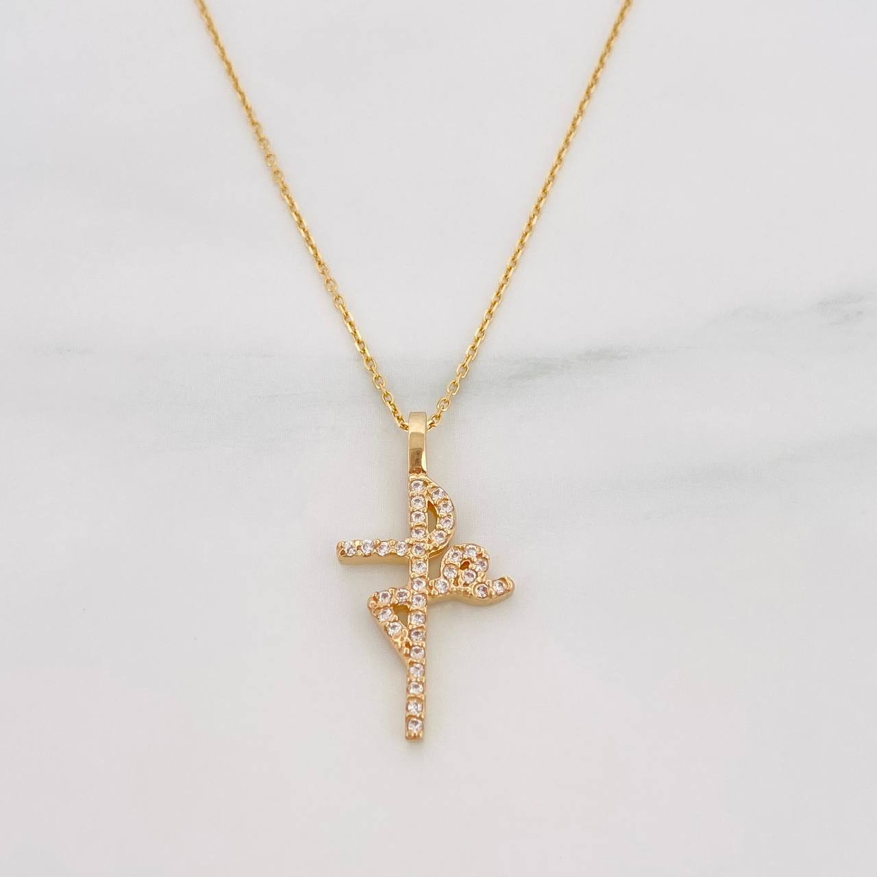 Set Cadena Aro Seguido + Dije Fe / 2.55g / 45cm Oro Amarillo 18K