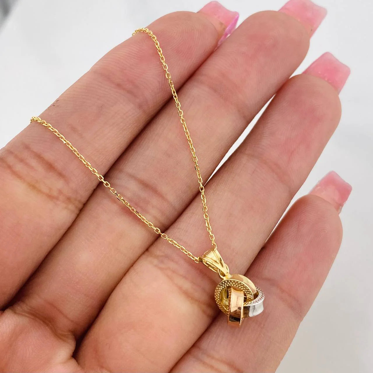 Set Cadena Aro Seguido + Dije Nudo / 1.75g / 45cm Tres Oros 18K