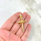 Dije Cruz Clavos Enlazados 5.3gr / 4.8cm / Circones Blancos Oro Amarillo
