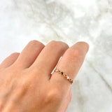Anillo Corazones 0.95gr / T6 3/4 / Circones Blancos Negros Oro Rosa