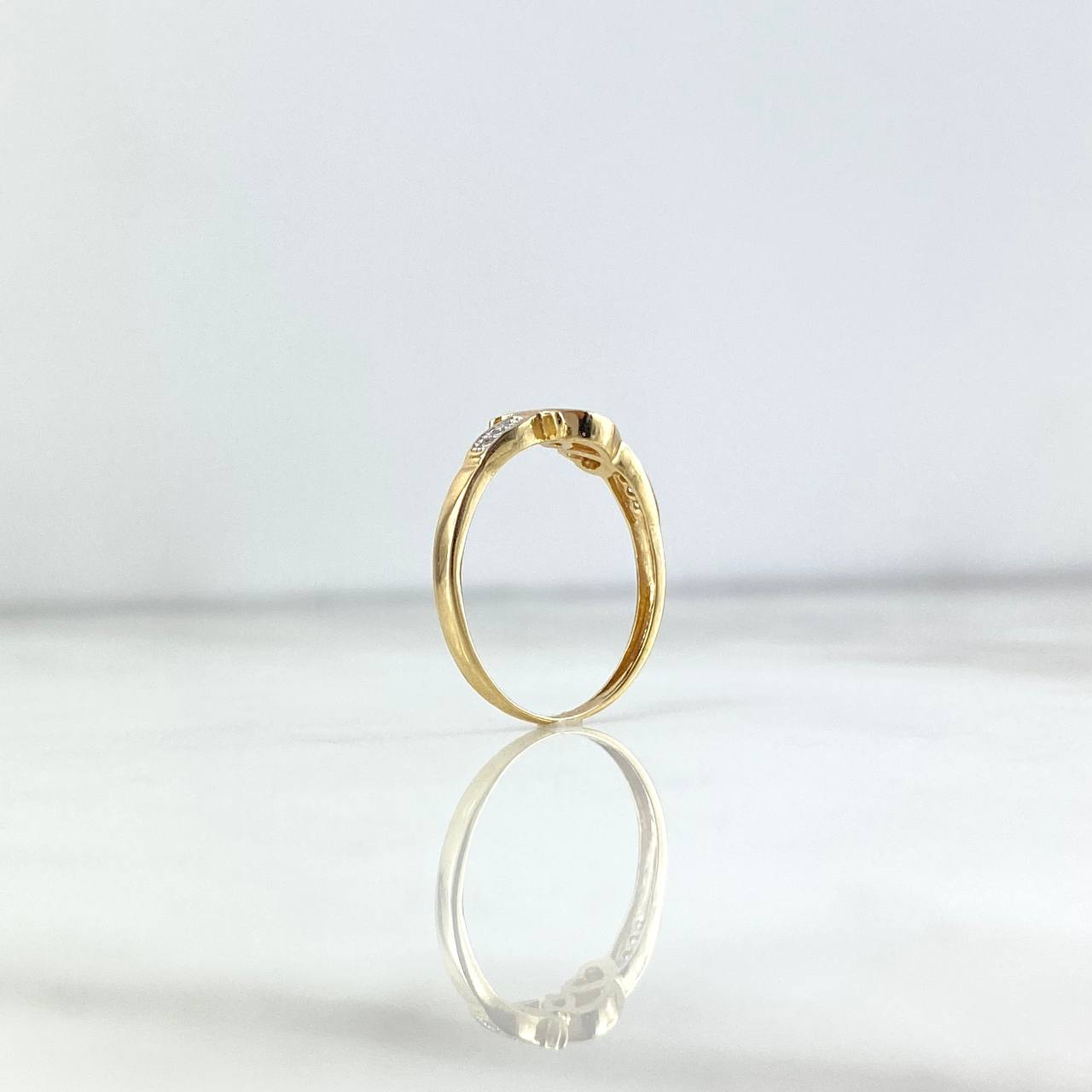 Anillo Churumbela Fe Corazon 1.65gr / T6 1/2 / Circones Blancos Dos Oros Amarillo Blanco