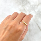 Anillo Solitario Flor Corazones 1.15gr / T5 1/2 / Circon Blanco Oro Amarillo