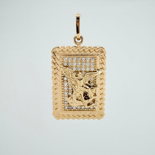 Dije Placa San Miguel 3.5gr / 3cm / Oro Amarillo 18K $