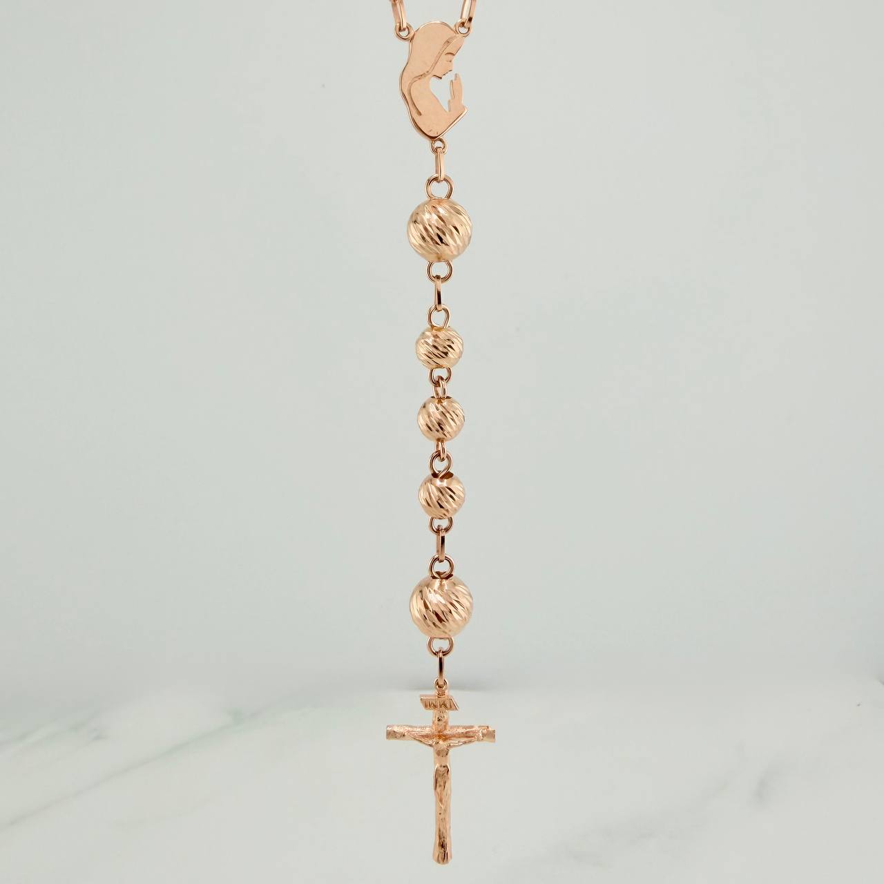 Rosario Virgen Maria 19.1gr / 62cm / 8mm-5mm Oro Rosa 18K &