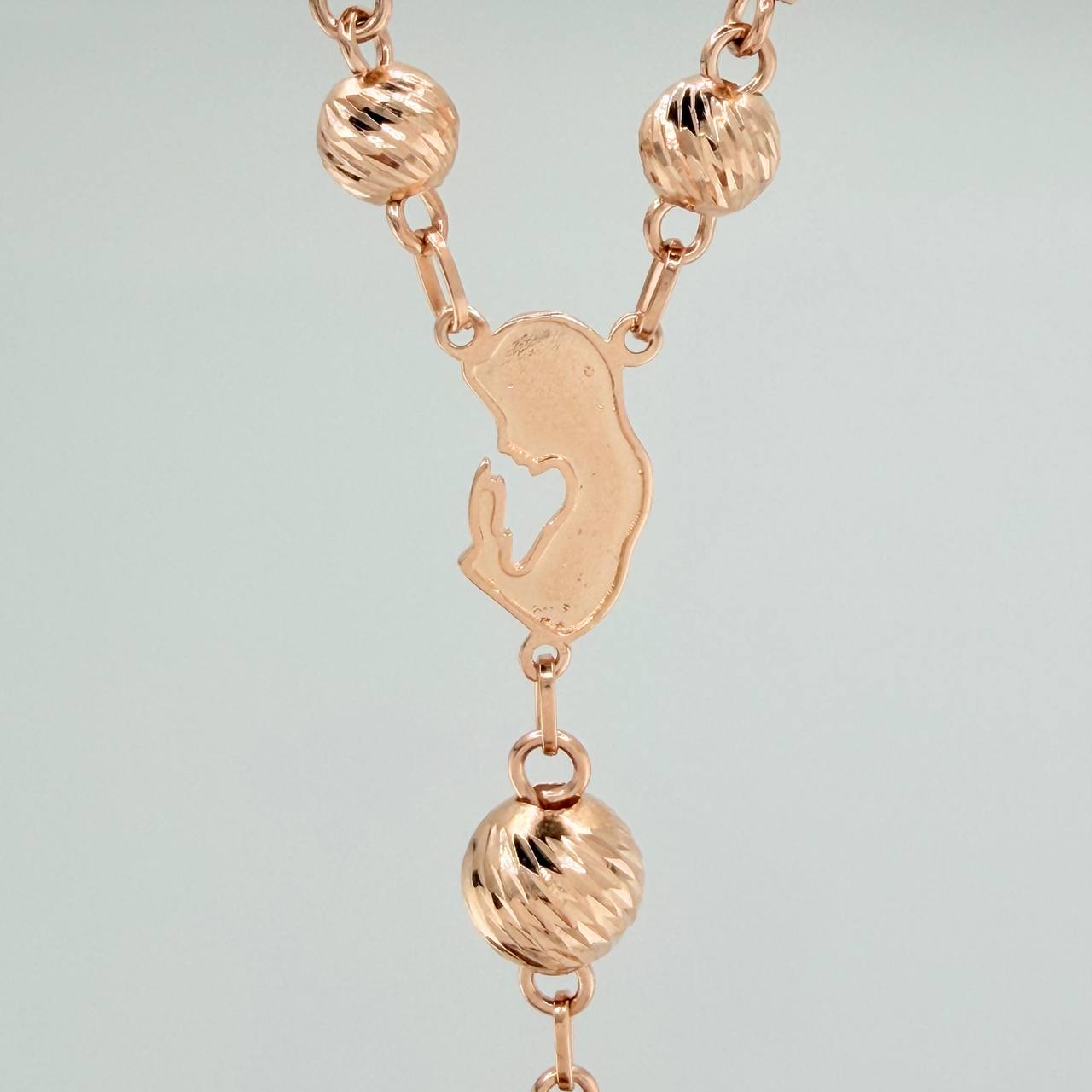 Rosario Virgen Maria 19.1gr / 62cm / 8mm-5mm Oro Rosa 18K &