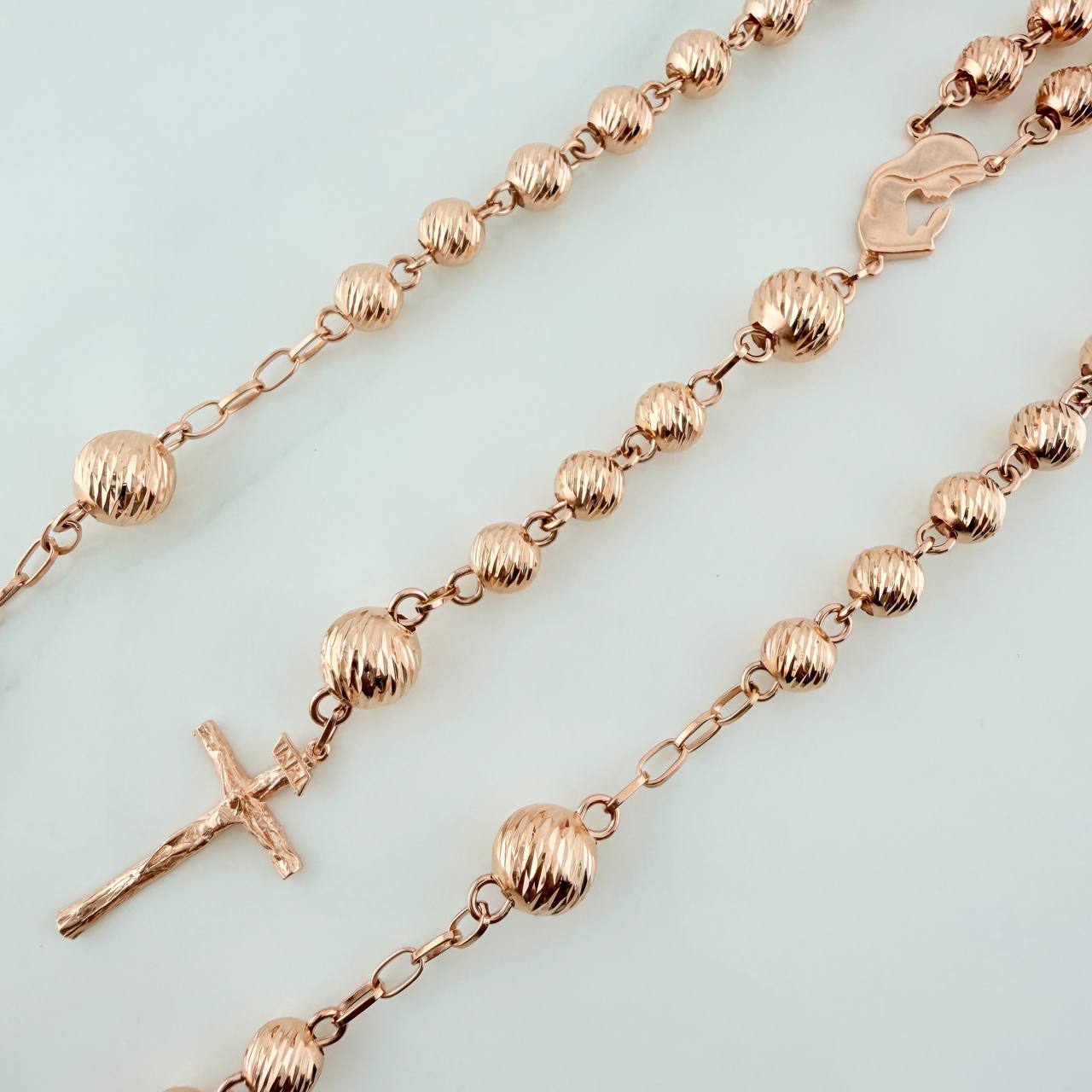 Rosario Virgen Maria 19.1gr / 62cm / 8mm-5mm Oro Rosa 18K &