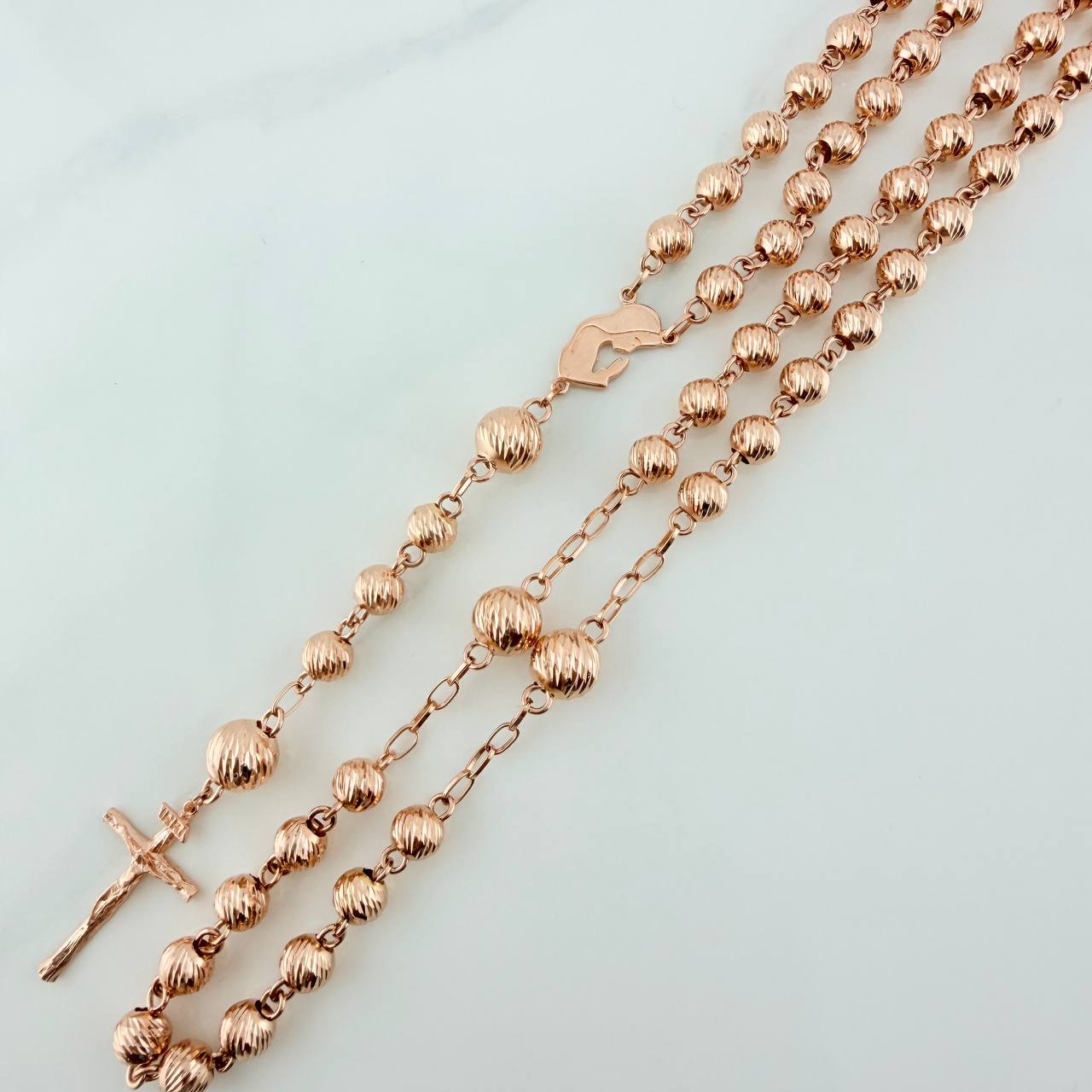 Rosario Virgen Maria 19.1gr / 62cm / 8mm-5mm Oro Rosa 18K &