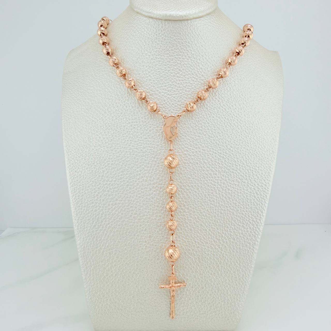 Rosario Virgen Maria 19.1gr / 62cm / 8mm-5mm Oro Rosa 18K &