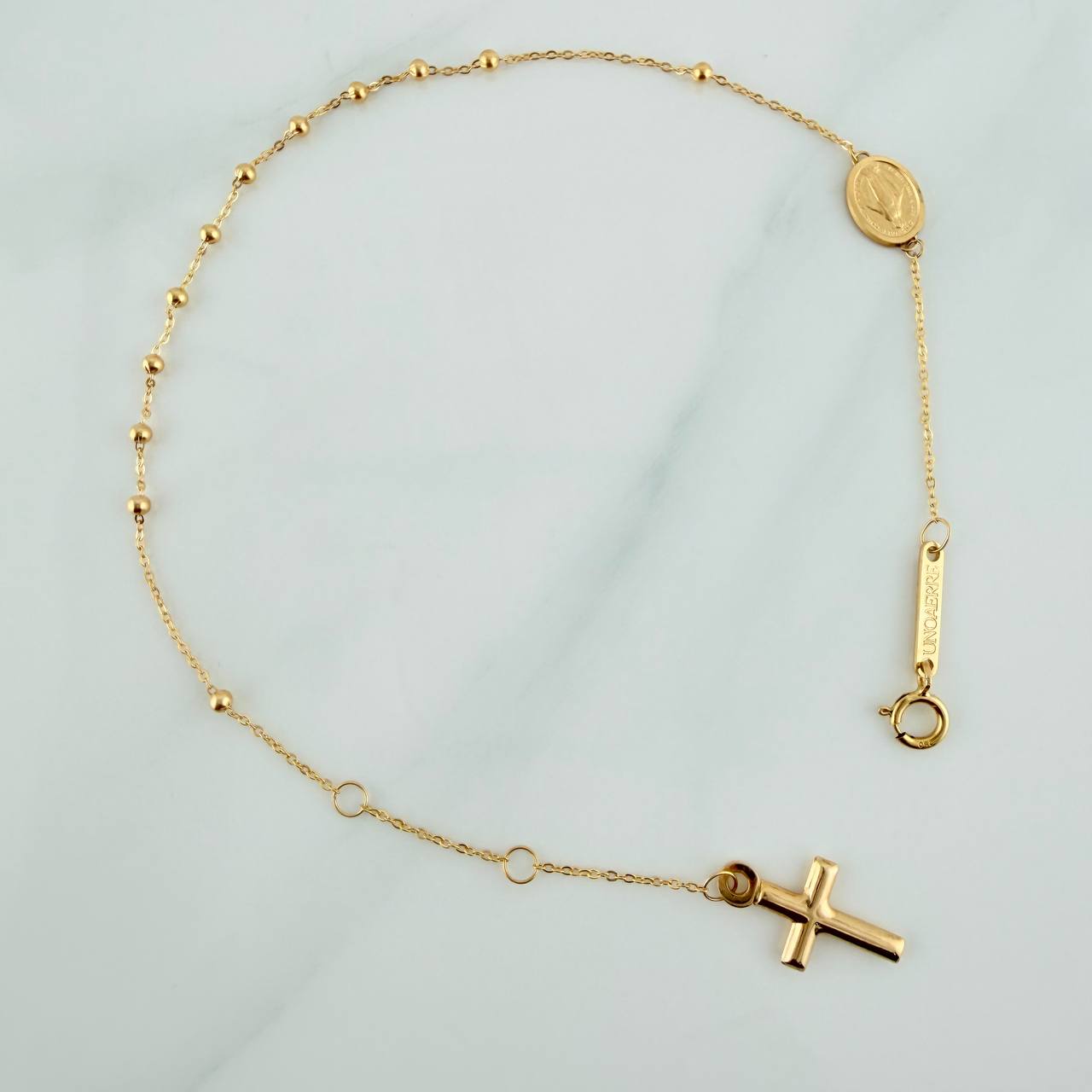 Pulso Denario Virgen Milagrosa 1.35gr / 17.5cm-19cm / 1.8mm Oro Amarillo +4 18K &