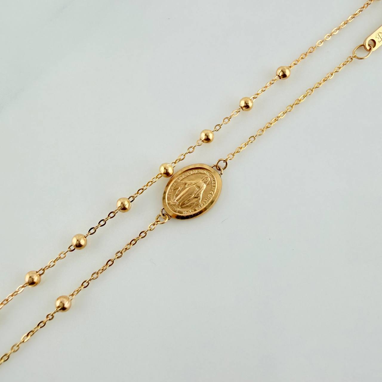 Pulso Denario Virgen Milagrosa 1.4gr / 17.5cm-19cm / 1.8mm Oro Amarillo +4 18K &