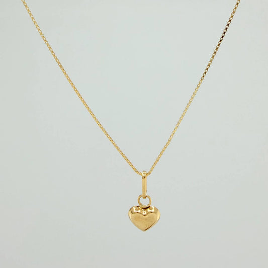 Set Cadena y Dije Veneciana + Corazon 1.2gr / 40.3cm / 0.54mm Oro Amarillo 18K (Oferta) &