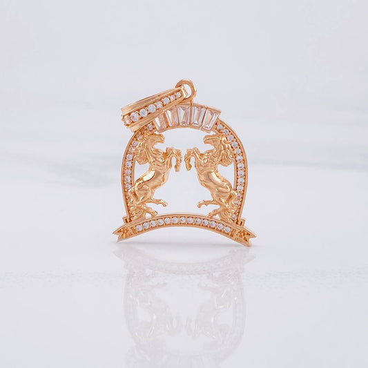 Dije Doble Caballo 4.35g / 3.5cm Oro Rosa 18K
