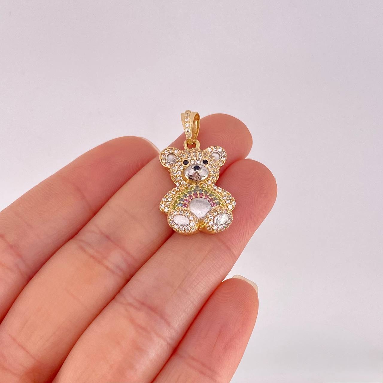 Dije Oso 4.75g / 2.9cm Dos Oros Amarillo Blanco 18K