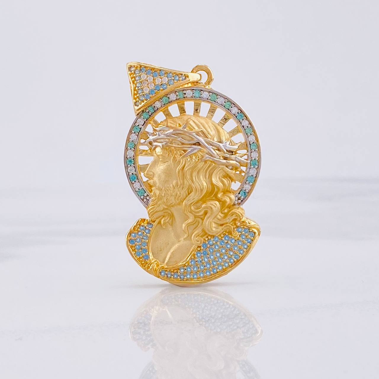 Dije Rostro Cristo 12g / 4.9cm Dos Oros Amarillo Blanco 18K