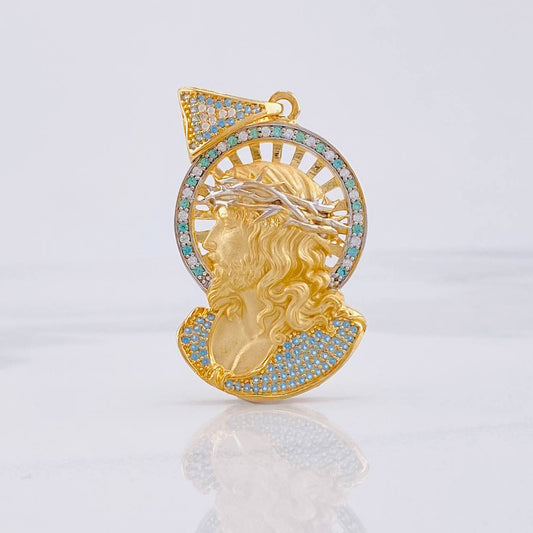 Dije Rostro Cristo 12g / 4.9cm Dos Oros Amarillo Blanco 18K