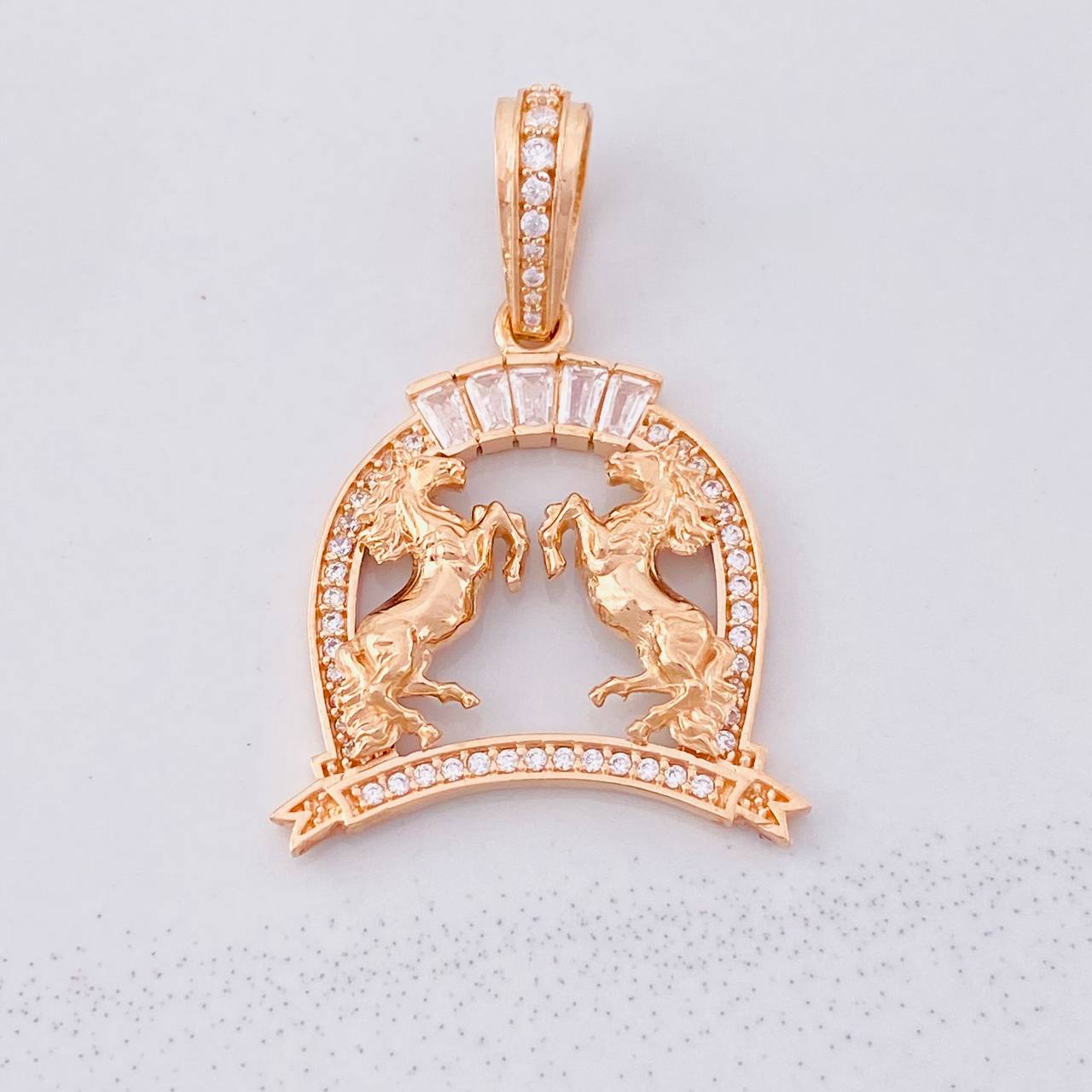 Dije Doble Caballo 4.35g / 3.5cm Oro Rosa 18K
