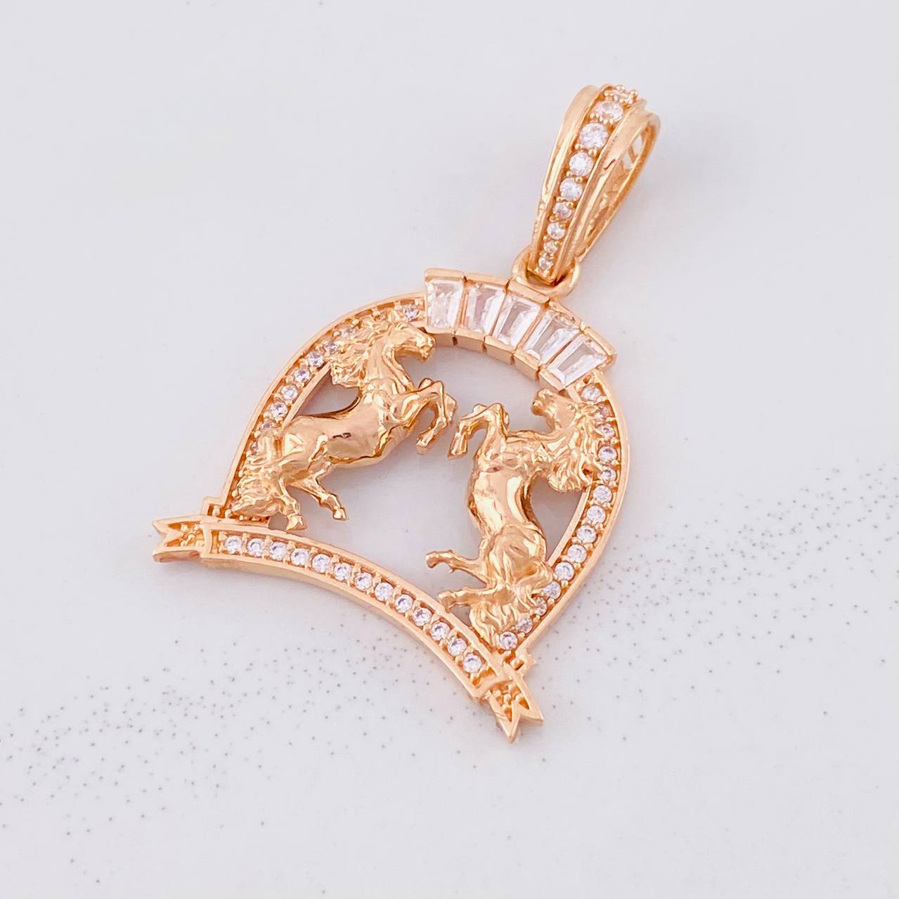 Dije Doble Caballo 4.35g / 3.5cm Oro Rosa 18K