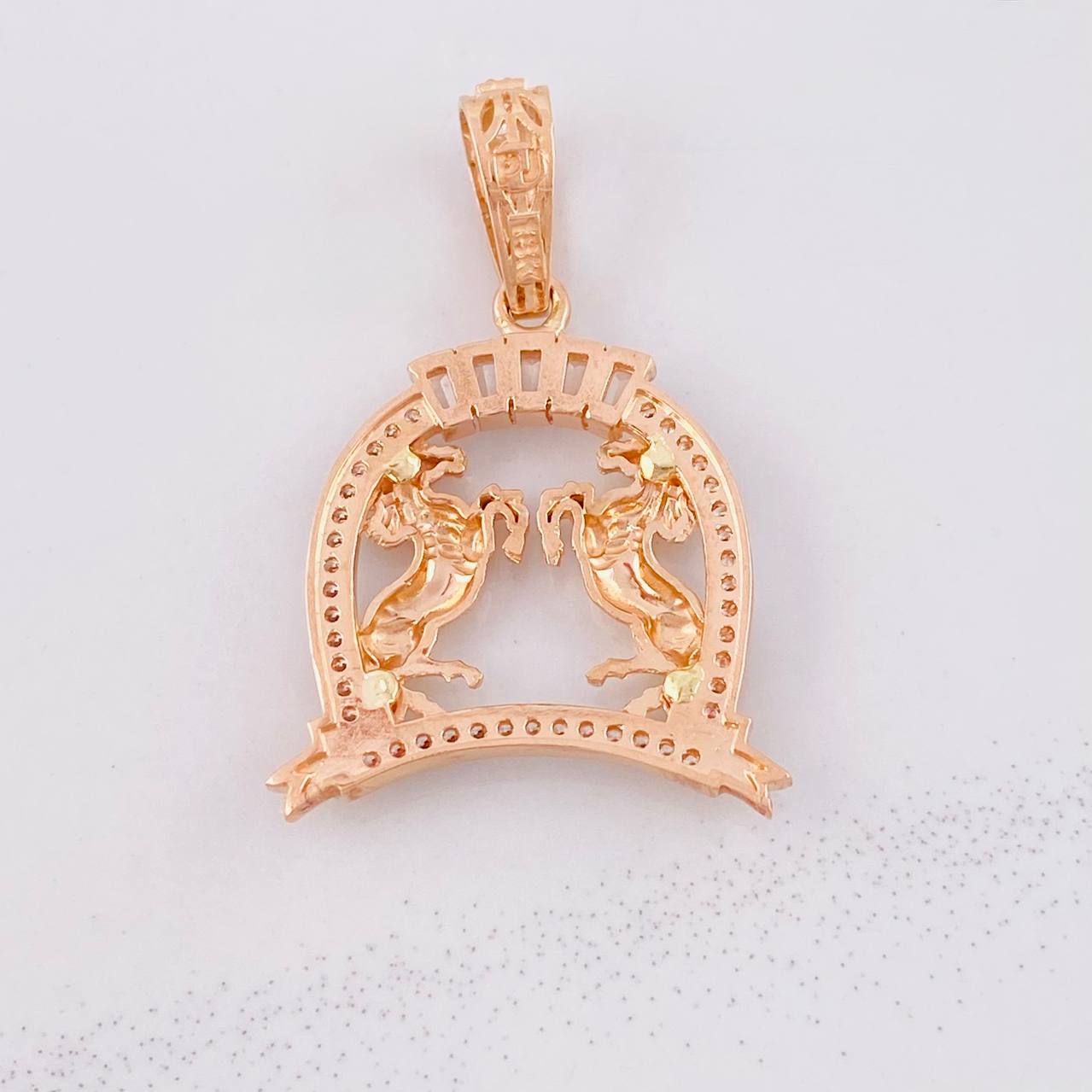 Dije Doble Caballo 4.35g / 3.5cm Oro Rosa 18K