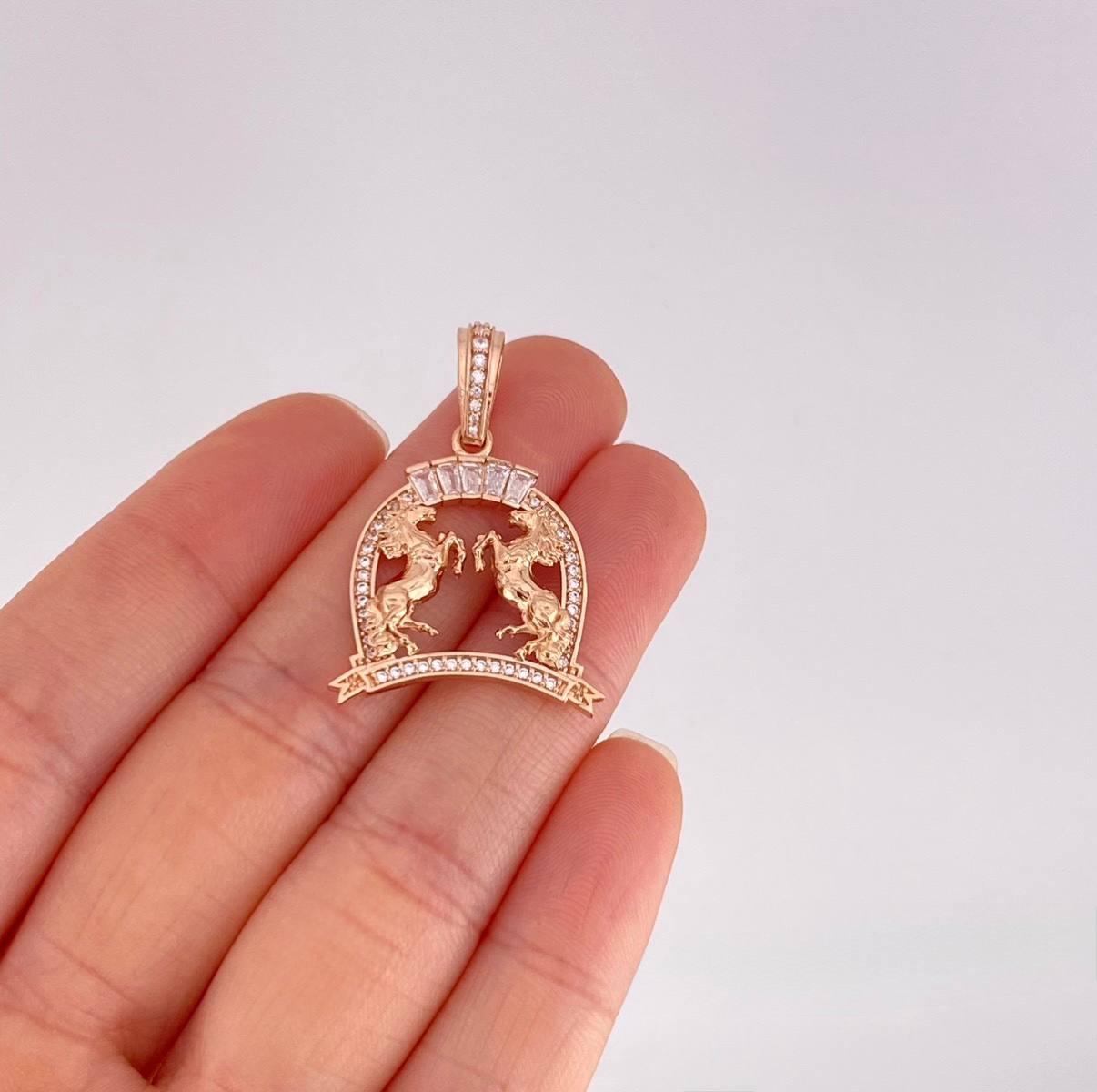 Dije Doble Caballo 4.35g / 3.5cm Oro Rosa 18K