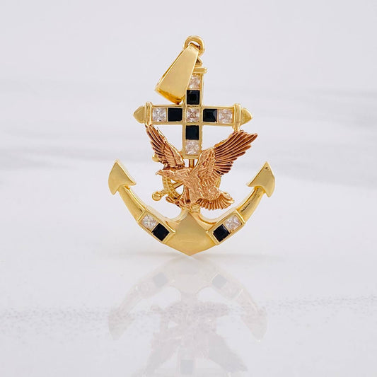 Dije Ancla Águila 6.55g / 3.9cm Dos Oros Amarillo Rosa 18K