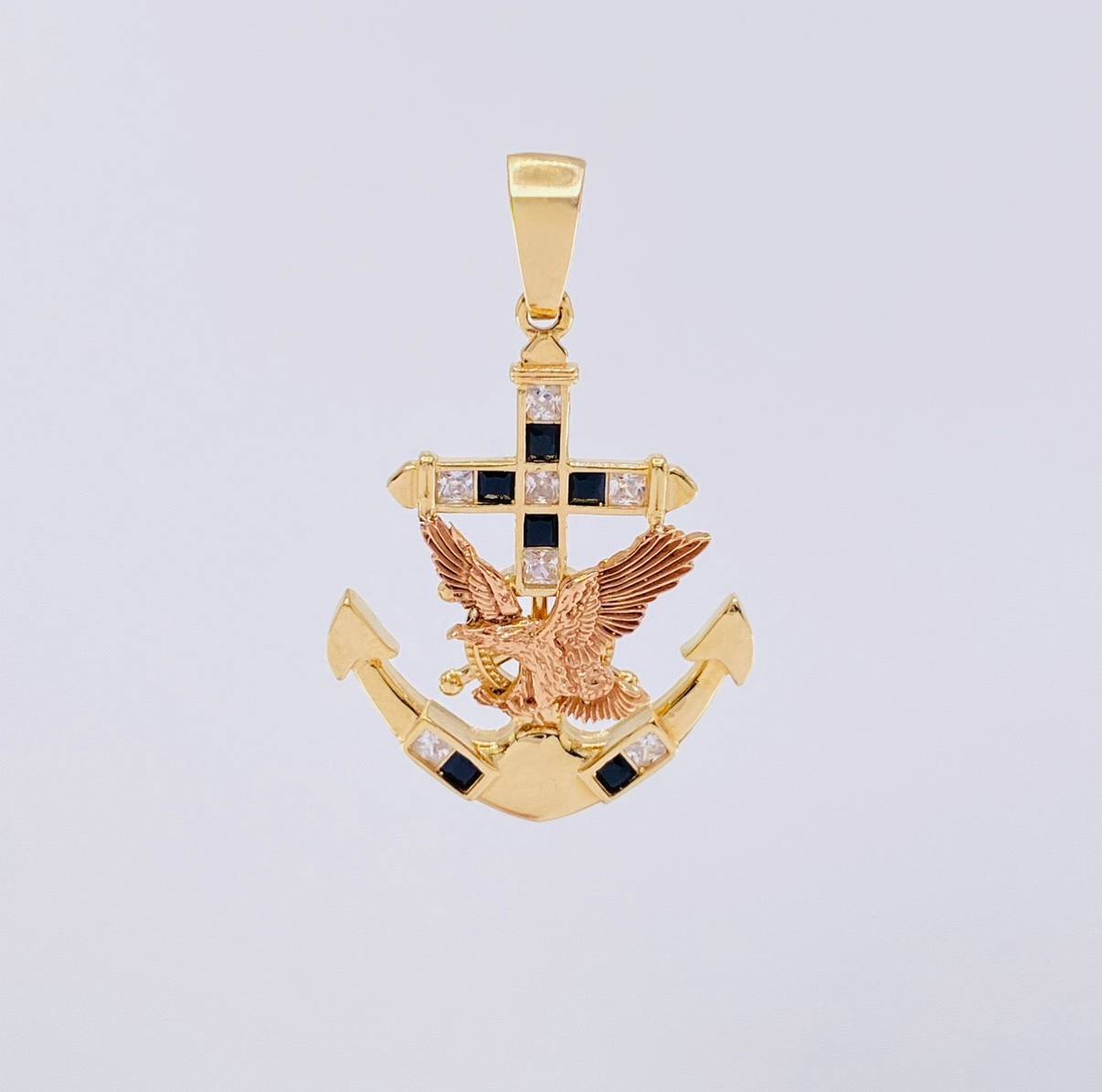 Dije Ancla Águila 6.55g / 3.9cm Dos Oros Amarillo Rosa 18K