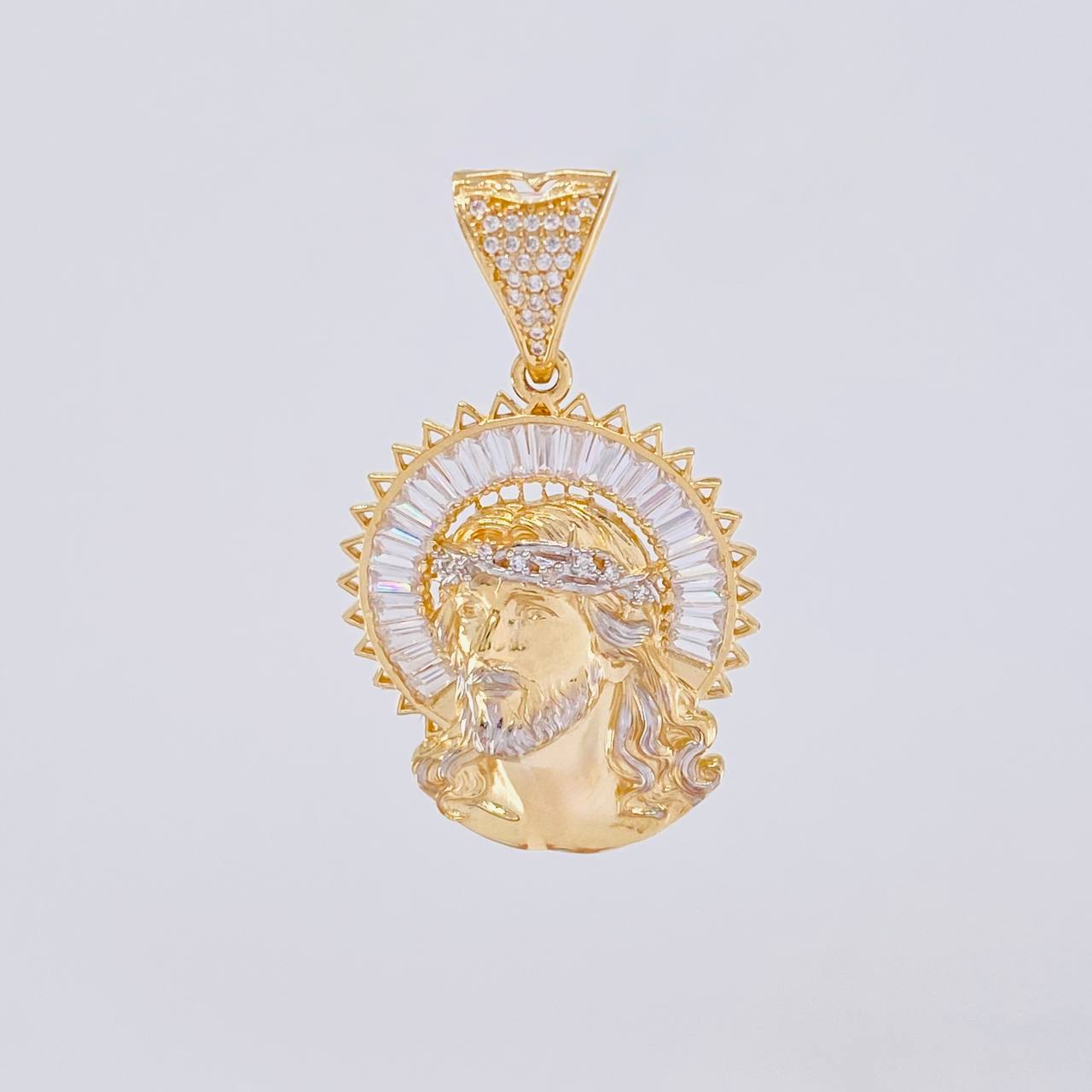 Dije Rostro Cristo 9.5g / 4.3cm Dos Oros Amarillo Blanco 18K