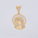 Dije Rostro Cristo 9.5g / 4.3cm Dos Oros Amarillo Blanco 18K