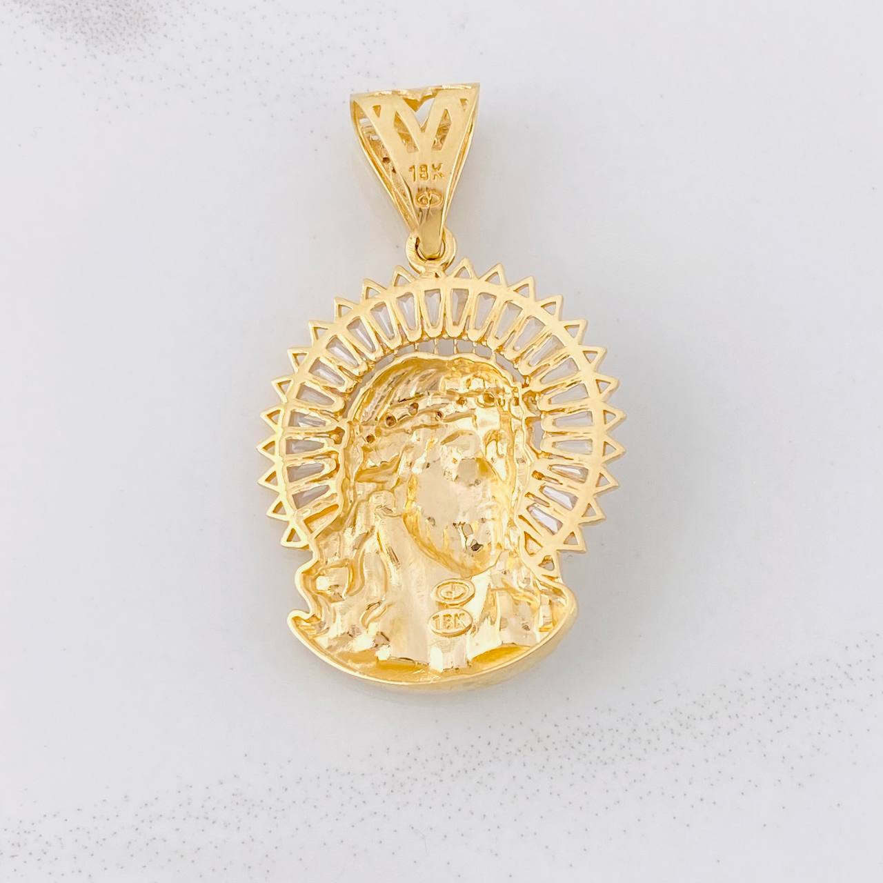 Dije Rostro Cristo 9.5g / 4.3cm Dos Oros Amarillo Blanco 18K