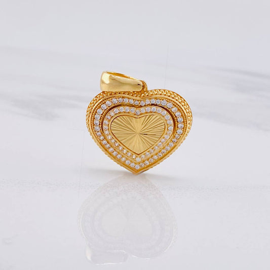 Dije Corazón Diamantado 9.9g / 3.5cm Oro Amarillo 18K