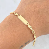 Pulso Bebé Gc 2.3gr / 13cm / 4mm Placa Rectangular Diamantado  Oro Amarillo ©