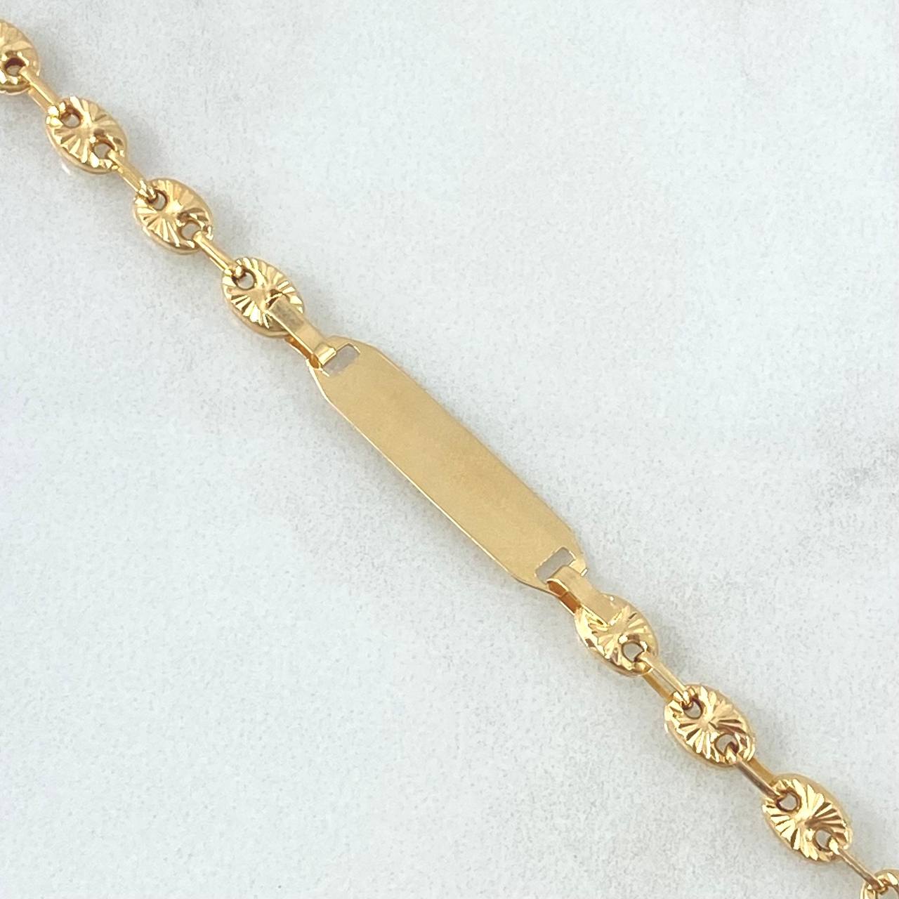 Pulso GC 2.35gr / 14cm / 4mm Placa Rectangular Diamantado Oro Amarillo