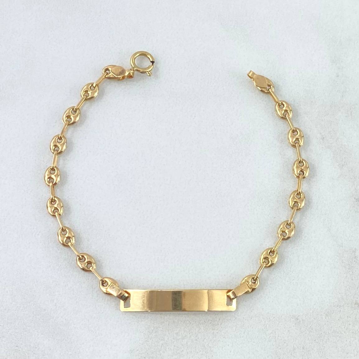 Pulso Bebé Gc 1.8gr / 13cm / 3mm Placa Rectangular Oro Amarillo ©