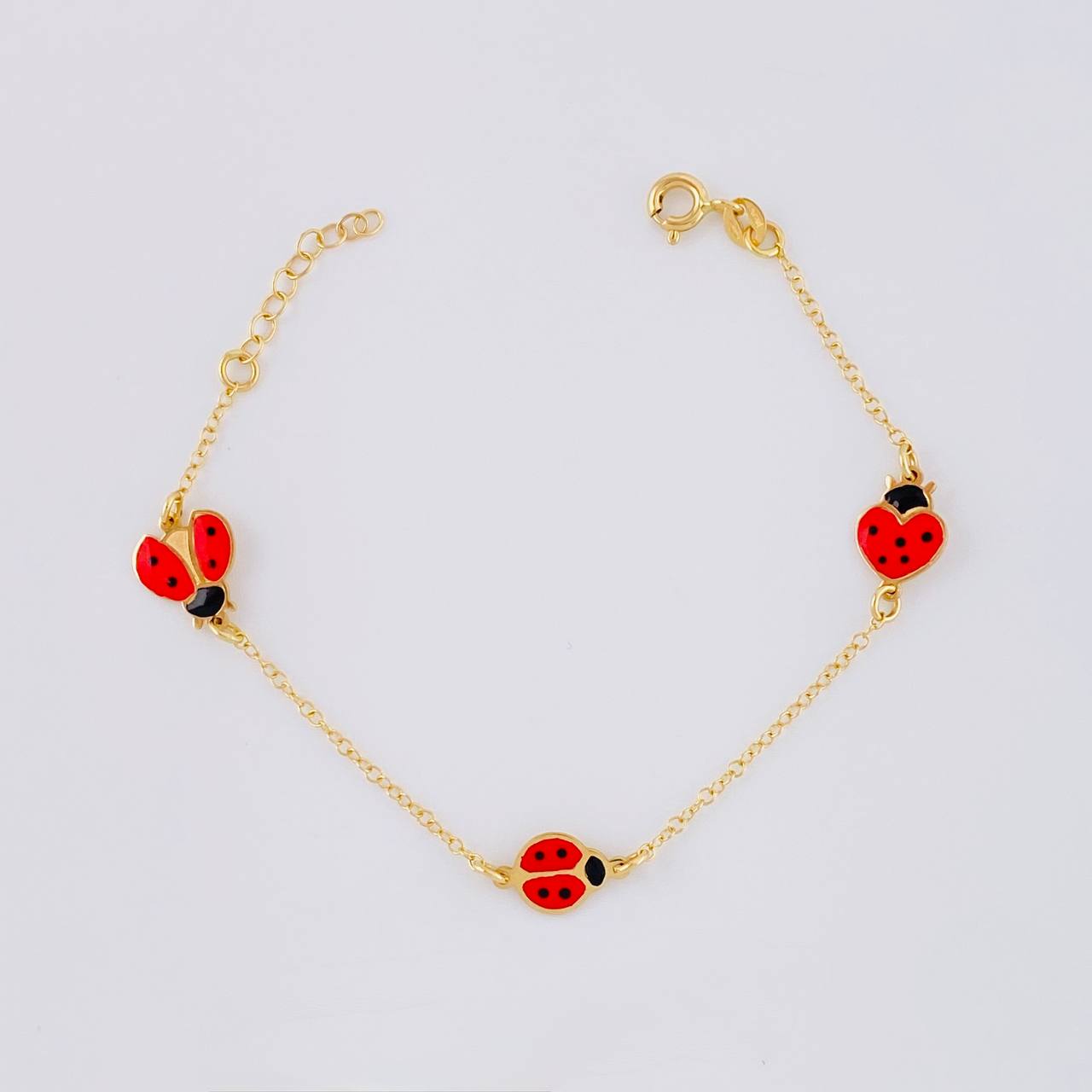 Pulso Modulable Rolo Seguido Mariquitas 1.8g / 16.1cm - 14.1cm / 1.3mm Oro Amarillo 18K