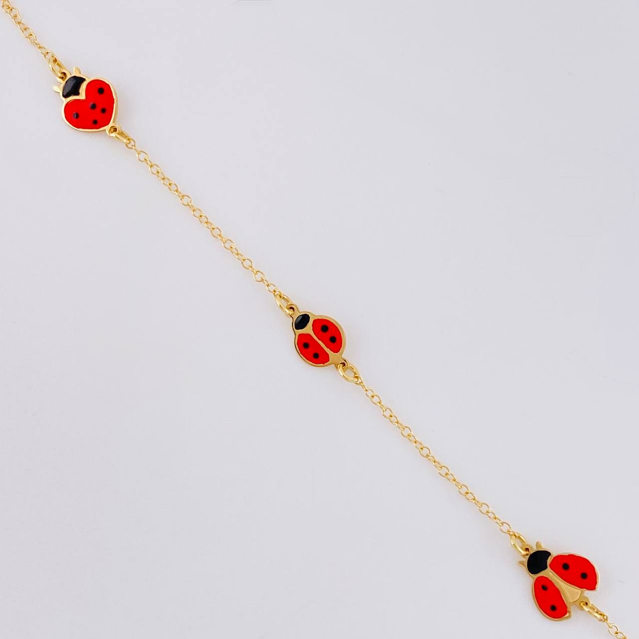 Pulso Modulable Rolo Seguido Mariquitas 1.75g / 16.1cm - 14.1cm / 1.3mm Oro Amarillo 18K