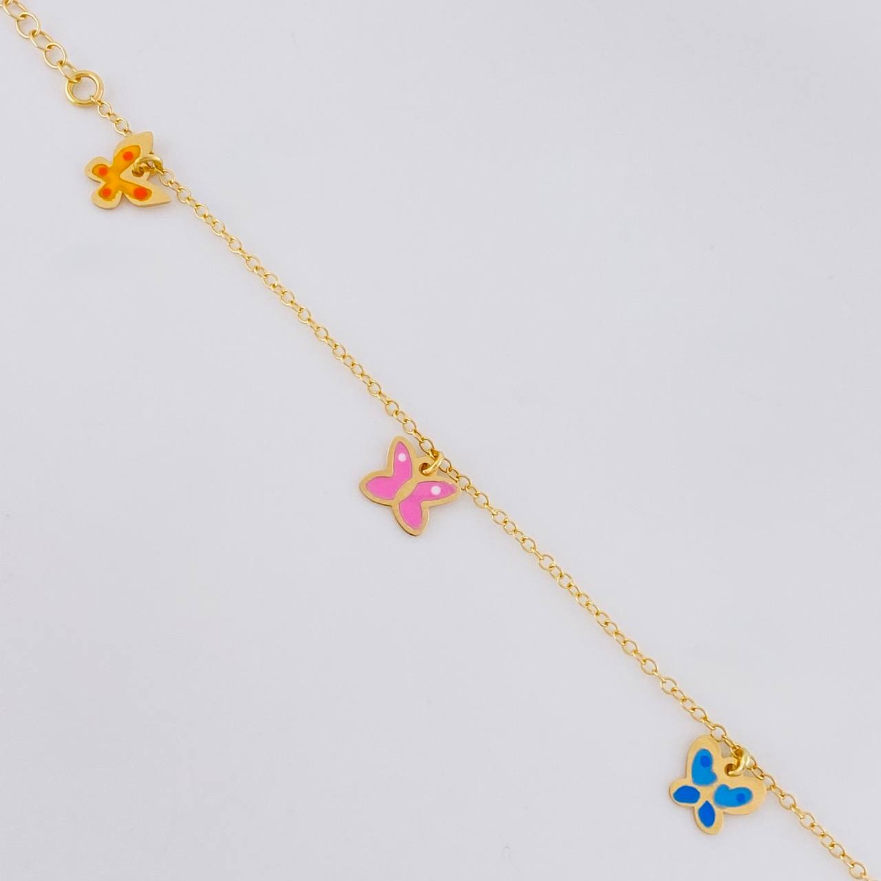 Pulso Modulable Rolo Seguido Mariposas 1.45g / 16cm - 14cm / 1.3mm Oro Amarillo 18K
