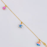 Pulso Modulable Rolo Dijes Colgantes 2.45g / 18.2cm - 16.2cm / 1.3mm Oro Amarillo 18K