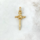 Dije Cruz Clavos Enlazados 5.3gr / 4.8cm / Circones Blancos Oro Amarillo