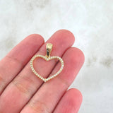 Dije Silueta Corazón 1.7gr / 2.5cm / Circones Blancos Oro Amarillo 18K ©