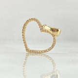 Dije Silueta Corazón 1.7gr / 2.5cm / Circones Blancos Oro Amarillo 18K ©