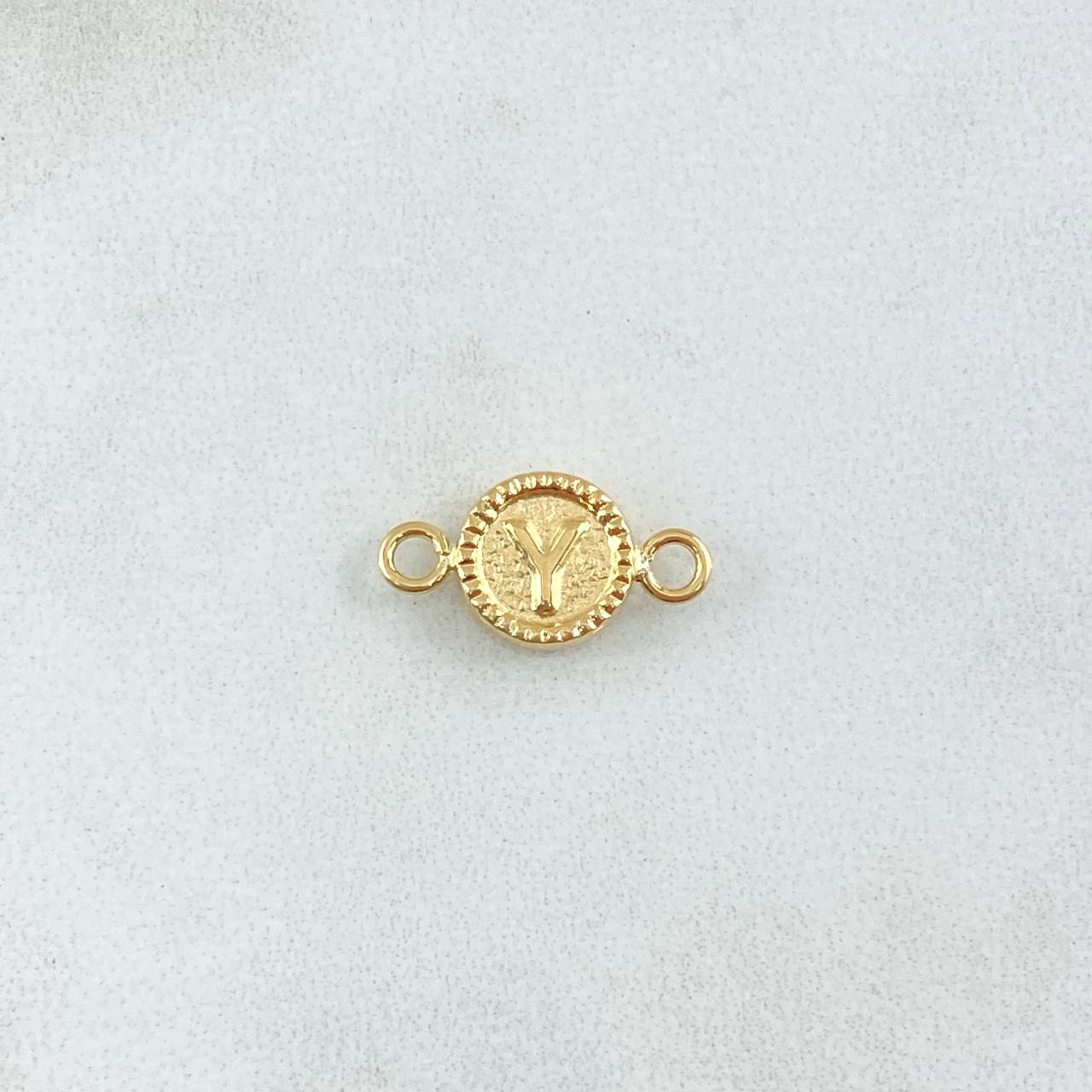 Herraje Letra Y 0.45gr / 1.5cm / Circulo Bordeado Oro Amarillo 18K *