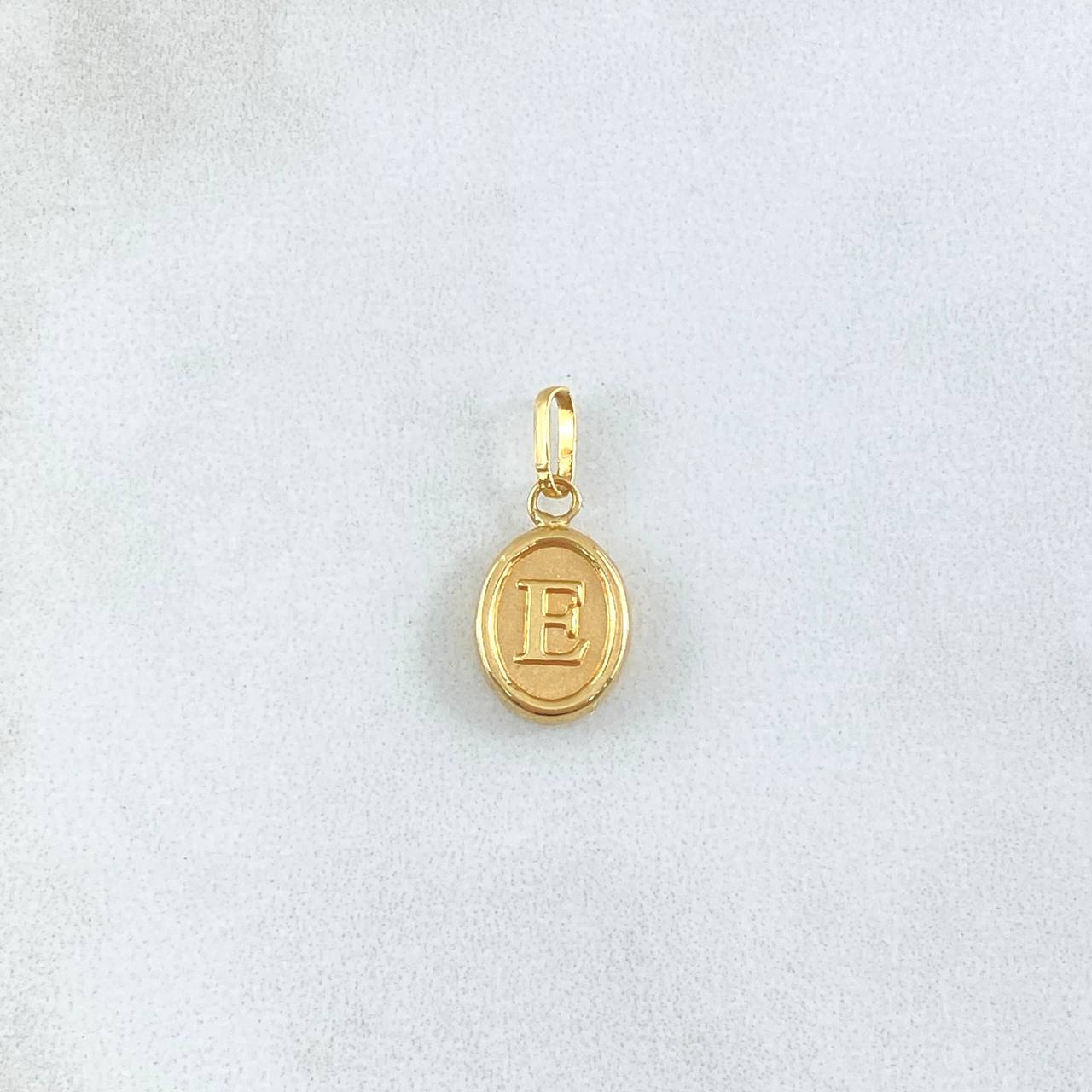 Dije Letra E 0.55gr / 1.7cm / Ovalo Liso Oro Amarillo 18K