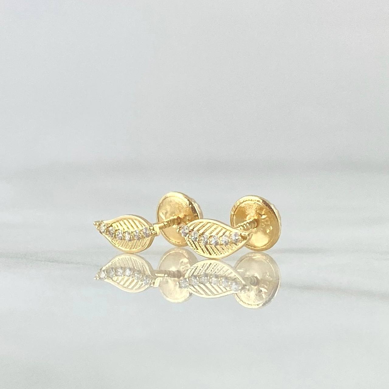 Topos Hoja 0.7gr / 8mm Circones Blancos Oro Amarillo 18K ©