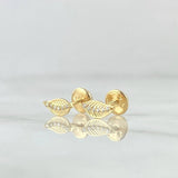 Topos Hoja 0.7gr / 8mm Circones Blancos Oro Amarillo 18K ©