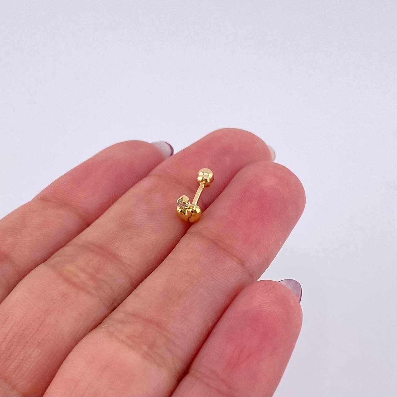 Piercing Destello Corazon 0.35gr / 1.1cm / Oro Amarillo 18K *